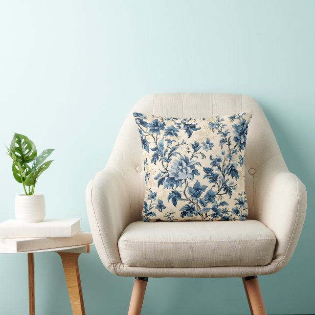 Fransk Blue Land Toile Kudde (Stol)