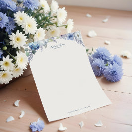 Fransk Blue & Lavender Watercolor Blommigt Bröllop Brevhuvud