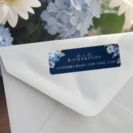 Fransk Blue & Lavender Watercolor Blommigt Bröllop Returadress Etikett