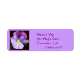 Fransk Blue Lila Pansy Returadress Etikett