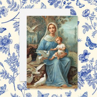 Fransk Blue Madonna Note Card Inbjudningar