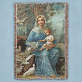 Fransk Blue Madonna Throw Blanket Filt