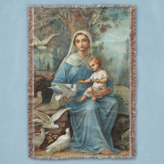 Fransk Blue Madonna Throw Blanket Filt