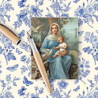 Fransk Blue Madonna-vykort Meddelande Vykort