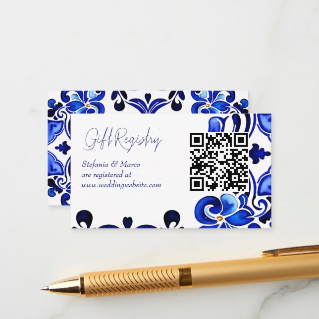 Fransk Blue Mediterranean-plattor qr presentregist Tilläggskort (Fram/Back In Situ)