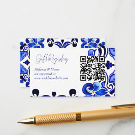 Fransk Blue Mediterranean-plattor qr presentregist Tilläggskort