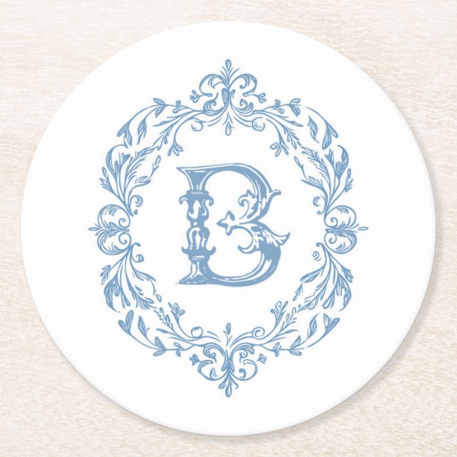 Fransk Blue Monogrammed B Underlägg (Framsidan)
