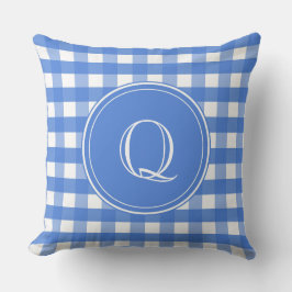 Fransk Blue och White Gingham Kudde