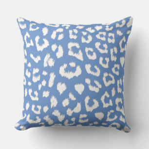 Fransk Blue och White Large Leopard Skriv ut Kudde