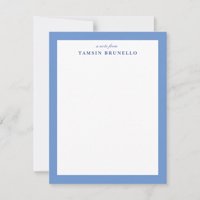 Fransk Blue Preppy Rand Personal Stationery Inbjudningar (Framsida)