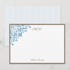 Fransk Blue Rand Fleur de Lis Personlig Anteckningskort
