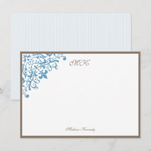 Fransk Blue Rand Fleur de Lis Personlig Anteckningskort