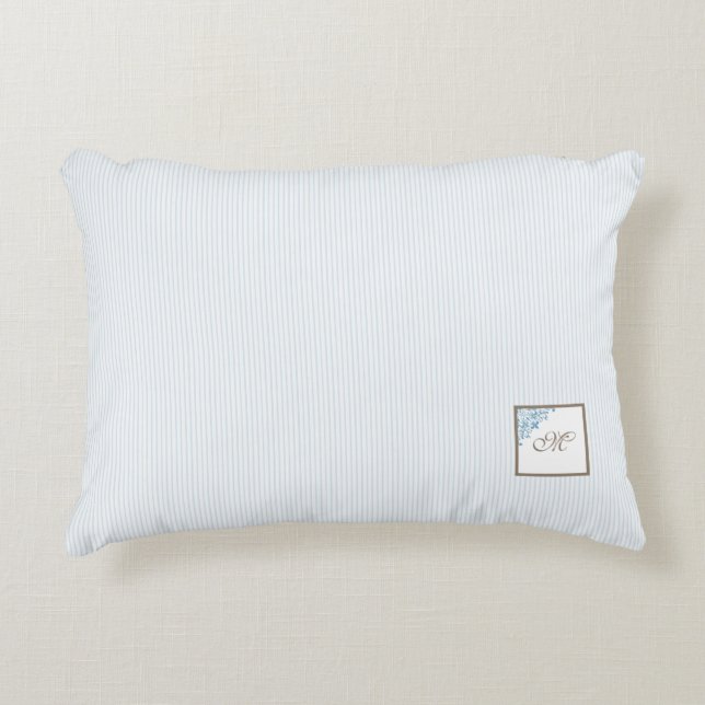 Fransk Blue Rand Fleur de Lis Script Monogram Prydnadskudde (Framsidan)