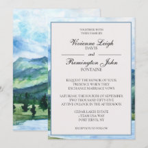 Fransk Blue Serene Watercolor Sjö Bröllop