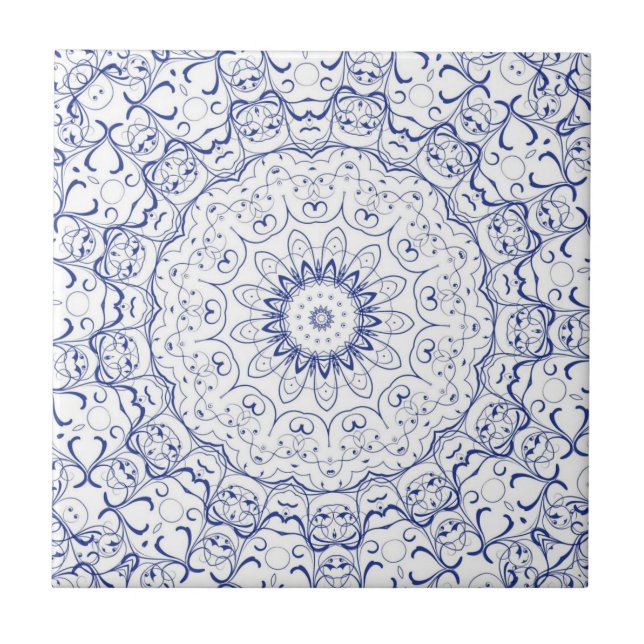Fransk Blue Snöre Tile Kakelplatta (Framsidan)