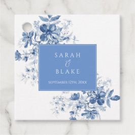 Fransk Blue Toile Blommigt Bröllop Gåvor Etiketter