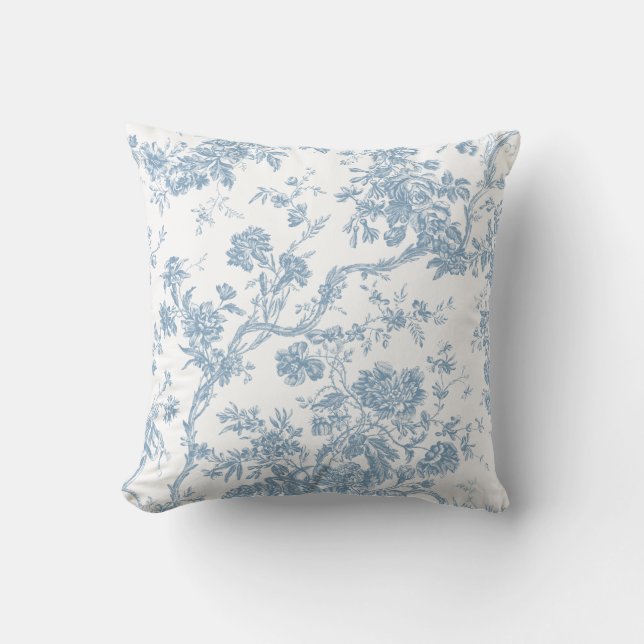 Fransk Blue Toile de Jouy Dekorativ kudde (Framsida)