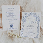 Fransk Blue Victorian Ram Bröllop Inbjudningar<br><div class="desc">Elegant Victorian Inspired Fransk Blue Ram,  bröllopsinbjudan. Mallfunktioner,  trendigets blå typografi med detaljmall på baksidan.</div>