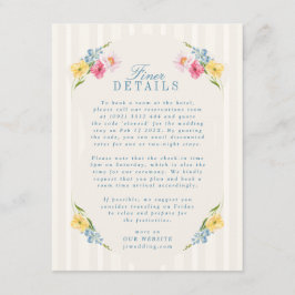 Fransk Blue Vintage Blommigt Bouquet Monogram Info Tilläggskort