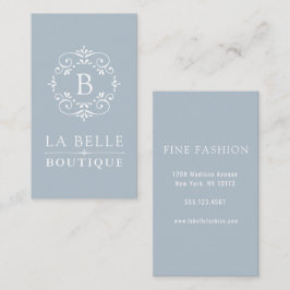 Fransk Blue - White Elegant Monogram Visitkort