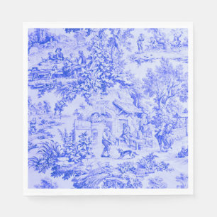 Fransk Blue White Toile Chinoiserie Rustic Stil Pappersservett