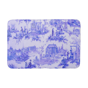 Fransk Blue White Toile Chinoiserie Stil Rustic Badrumsmatta