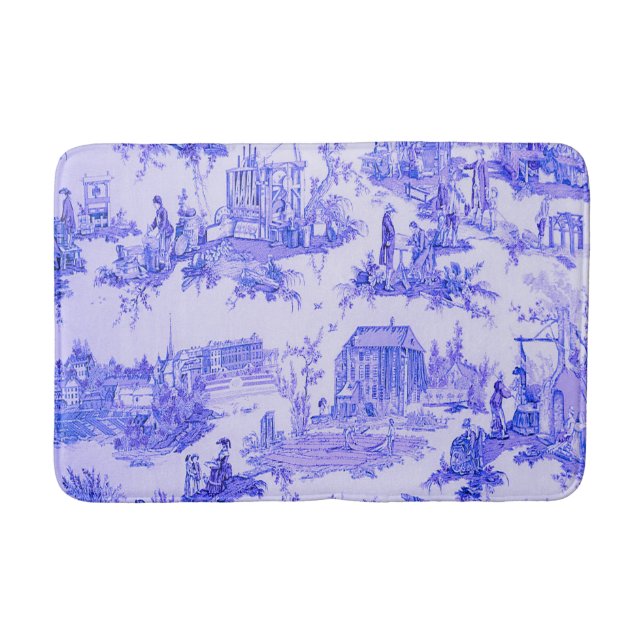 Fransk Blue White Toile Chinoiserie Stil Rustic Badrumsmatta (Framsidan)