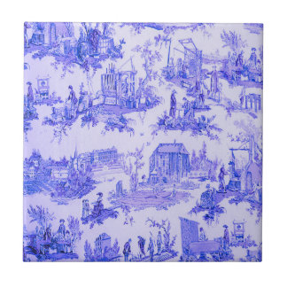 Fransk Blue White Toile Chinoiserie Stil Rustic Kakelplatta