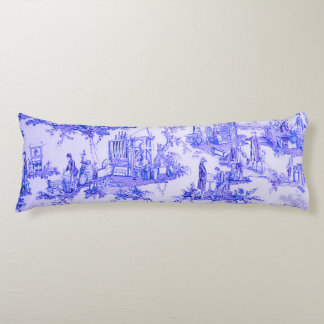 Fransk Blue White Toile Chinoiserie Stil Rustic Kroppskudde