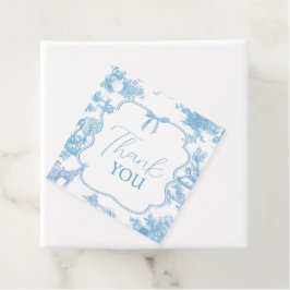 Fransk Blue White Toile de Jouy Bear Baby Shower Gåvor Etiketter