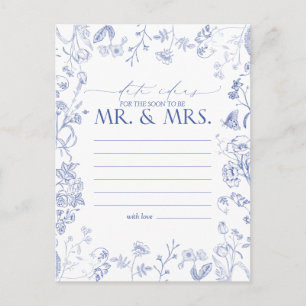 Fransk Blue & White Victorian Blommigt Date Ideas Vykort