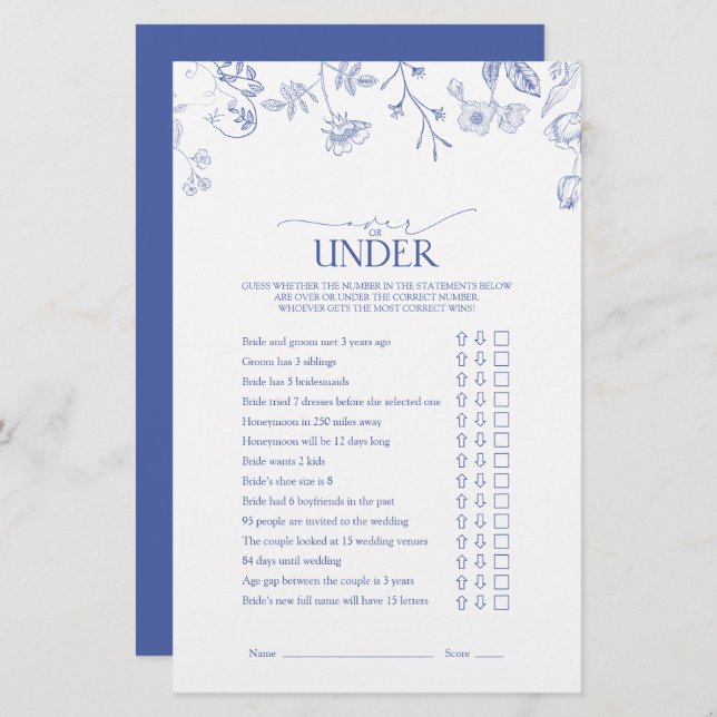 Fransk Blue & White Victorian Möhippa Game (Fram/baksida)