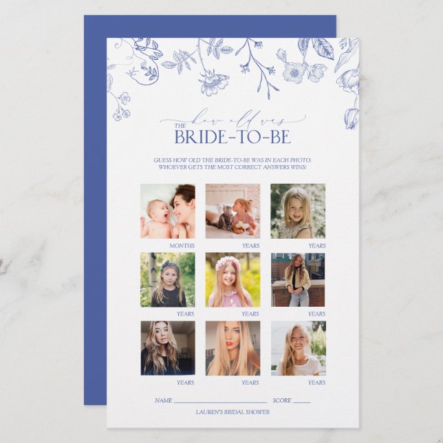 Fransk Blue & White Victorian Möhippa Game (Fram/baksida)