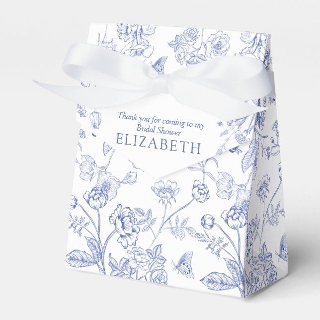 Fransk Blue & White Victorian Möhippa Presentaskar (Framsidan Sidan)