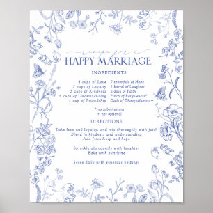 Fransk Blue White Victorian Recipe Lycklig Gifterm Poster