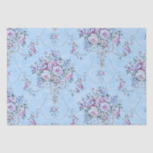 Fransk Blue White Victorian Stil Blommigt Decoupag