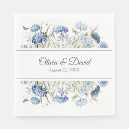 Fransk Blue Wildblomme Meadow Bröllop Napkins Pappersservett