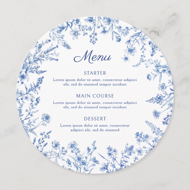 Fransk Blue WildblomRound Menu Meny (Framsida)