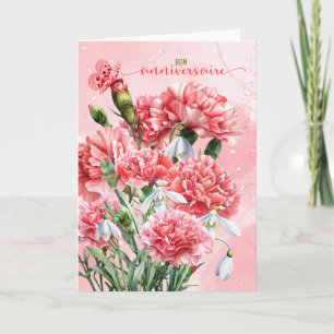 Fransk Bon Anniversaire Rosa Carships Birthday Kort