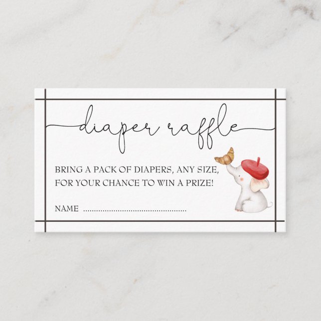 Fransk Bonjour Bebe Kön Neutral Diaper Raffle E Tilläggskort (Framsida)