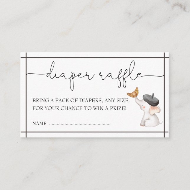 Fransk Bonjour Bebe Kön Neutral Diaper Raffle Tilläggskort (Framsida)