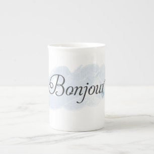 Fransk Bonjour Benporslin Mugg