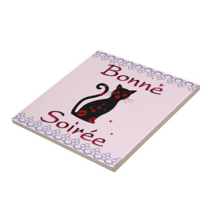 Fransk:Bonne Soiree Ceramic Tile Kakelplatta