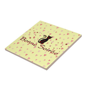 Fransk:Bonne Soiree Ceramic Tile Kakelplatta