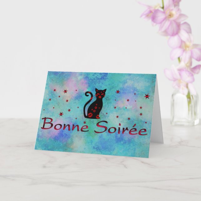 Fransk:Bonne Soiree Greeting Card Kort (Orkide)