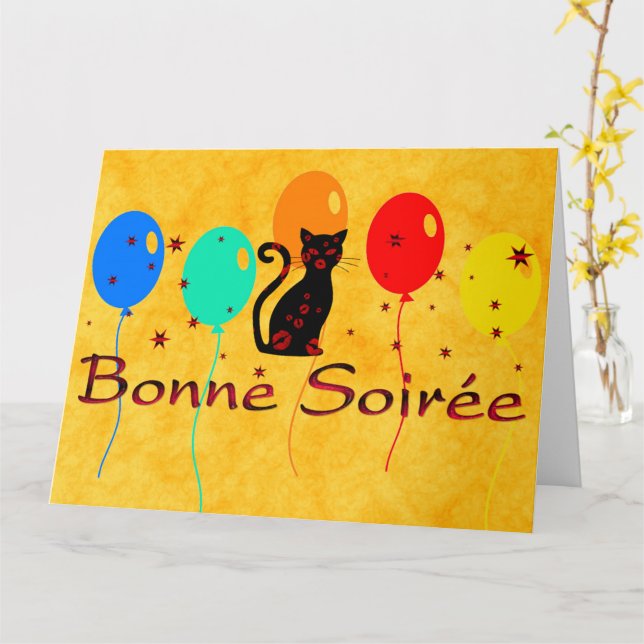Fransk:Bonne Soiree Greeting Card Kort (Gul blomma)