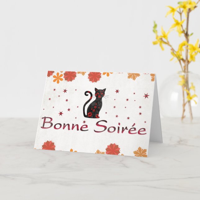 Fransk:Bonne Soiree Kort (Gul blomma)