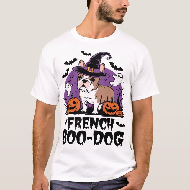 Fransk Boo Hund den läskigaste valpen T Shirt (Framsida)