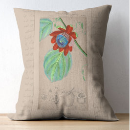 Fransk Botanisk illustration Passionblomma Prydnadskudde