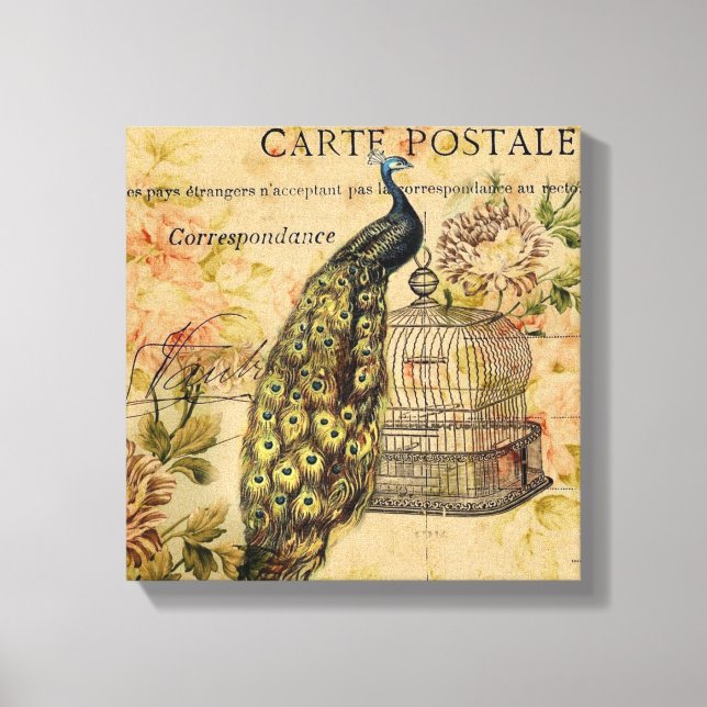 fransk botaniskt art nouveau vintage-påk canvastryck (Framsida)
